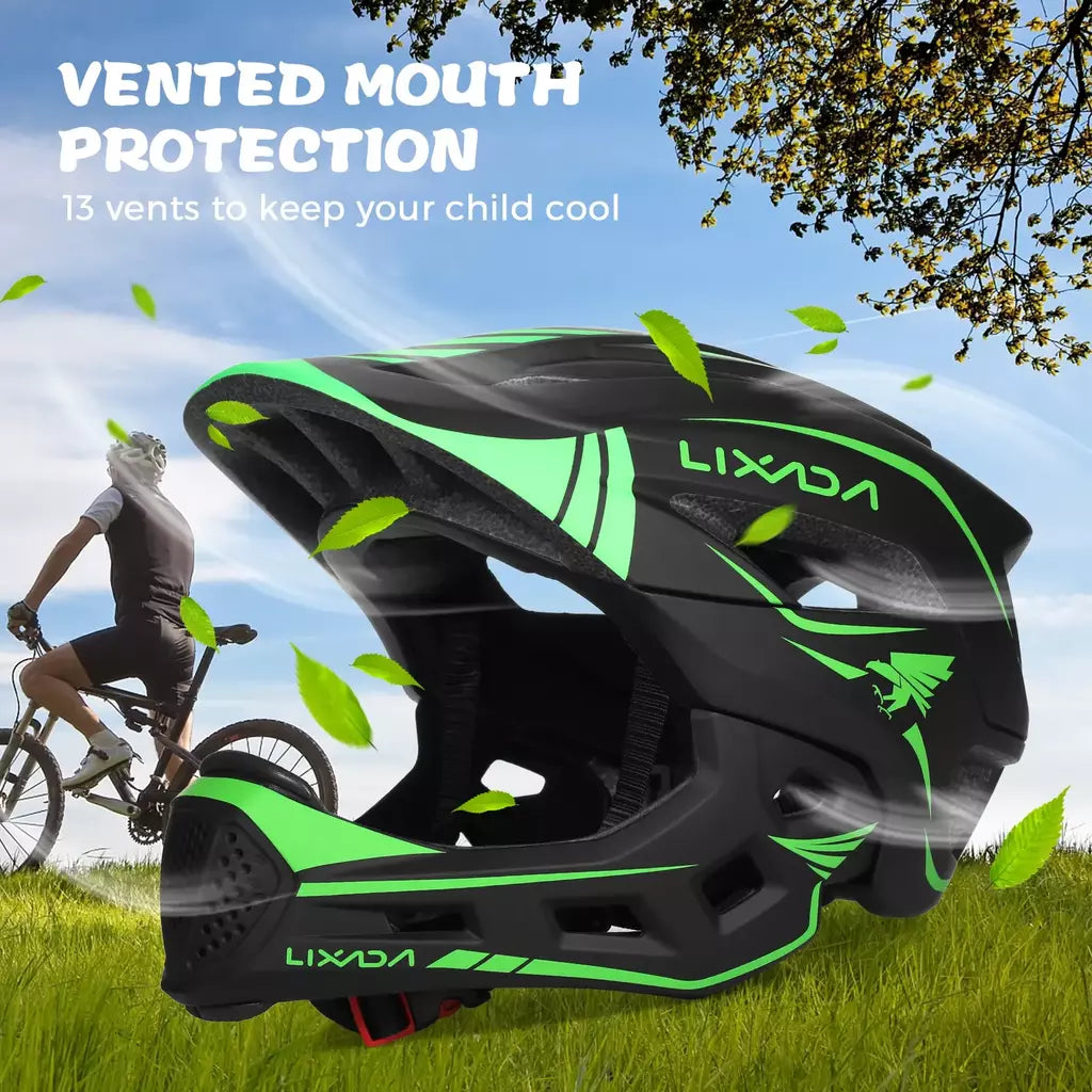 Lixada crianças 2-em-1 destacável capacete facial completo crianças esportes capacete de segurança da bicicleta equipamentos de proteção crianças capacete de ciclismo