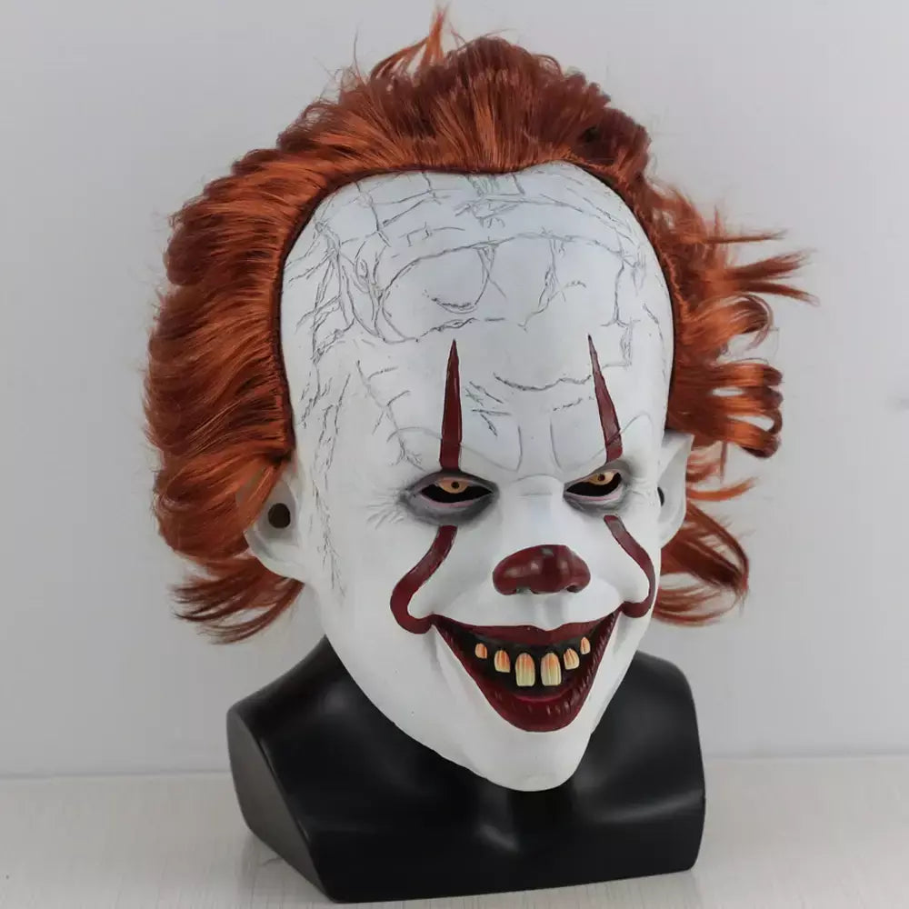 Horror pennywise coringa máscara cosplay assustador assustador demônio mal palhaço assassinos látex capacete halloween carnaval festa traje adereços