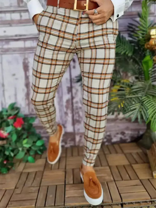 Calça esportiva longa elástica masculina, terno da moda, calça de negócios, nova primavera, verão, outono