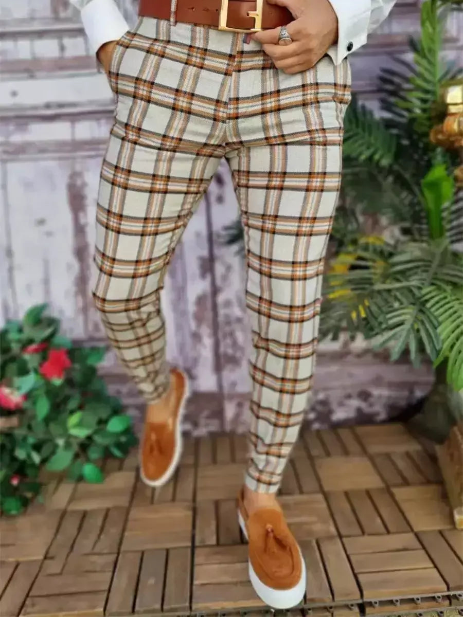 Calça esportiva longa elástica masculina, terno da moda, calça de negócios, nova primavera, verão, outono
