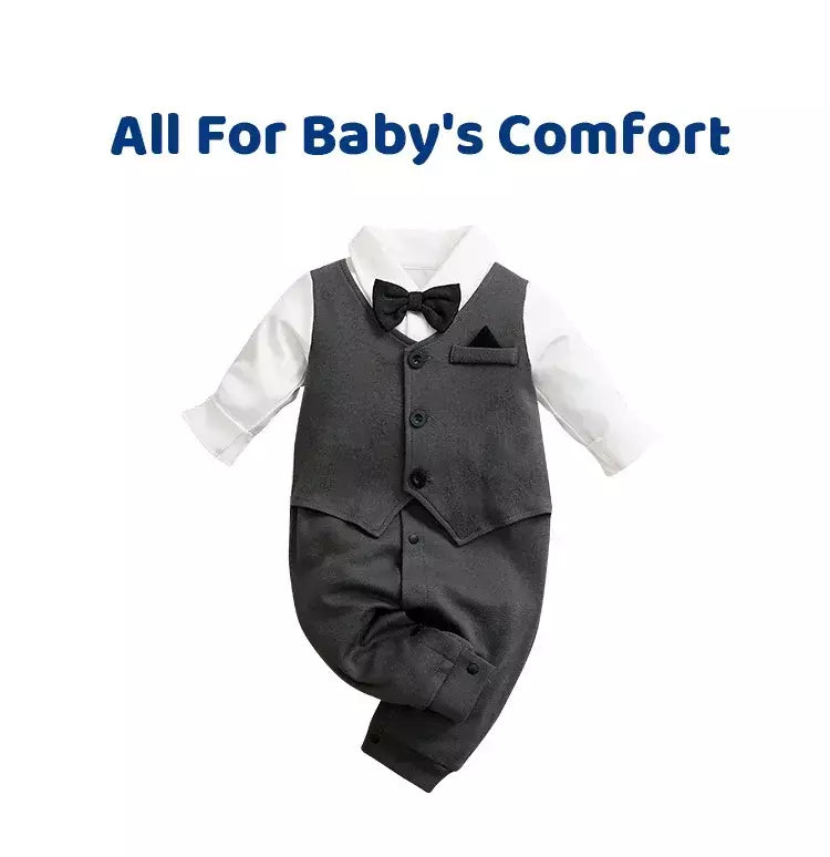 0-18m roupas para recém-nascidos cavalheiro bonito terno de festa formal algodão confortável macio primavera e outono manga comprida bodysuit do bebê