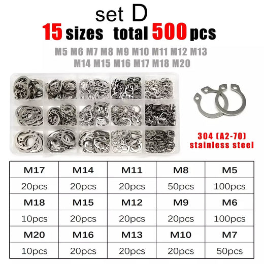 1 conjunto mix m5 para m20 sortimento kit eixo rolamento clipe de retenção anel snap c tipo anel externo aço inoxidável preto 65mn