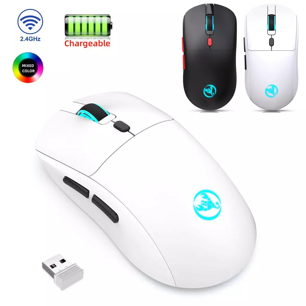 Mouse sem fio recarregável 2.4G USB ajustável 3600dpi 7 cores RGB ratos confortáveis para escritório doméstico laptop computador gamer