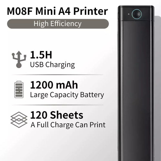 Phomemo-Impressora Térmica Portátil De Papel, Impressoras De Viagem Móveis Sem Fio Para Carro E Escritório, M08F, A4, Suporta 8.26 "x 11.69";;VERDADEIRO;;"M08F Black Green