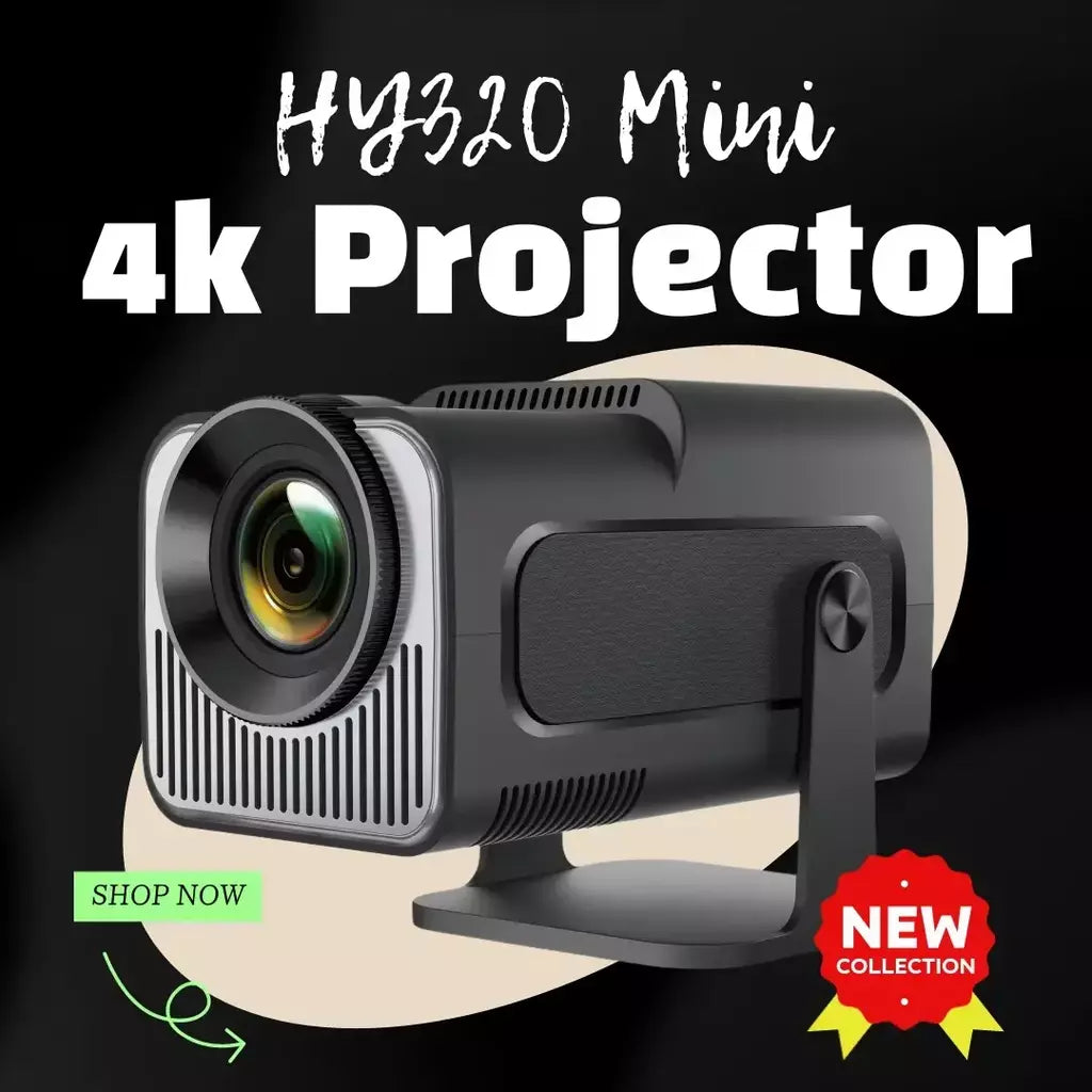 Woopker HY320 Mini Projetor Android 11 4K 720P 300ANSI Wifi6 BT5.0 Foco ultracurto 180 ° Projetor giratório para cinema em casa