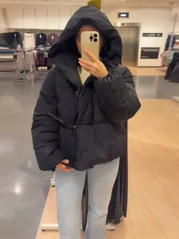 Inverno quente curto puffer jaquetas feminino solto parkas casaco moda com capuz pão jaqueta outwear algodão-acolchoado jaqueta