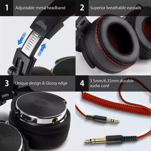 Oneodio com fio profissional estúdio pro 50 dj fones de ouvido com microfone sobre a orelha monitor alta fidelidade música fone para telefone pc