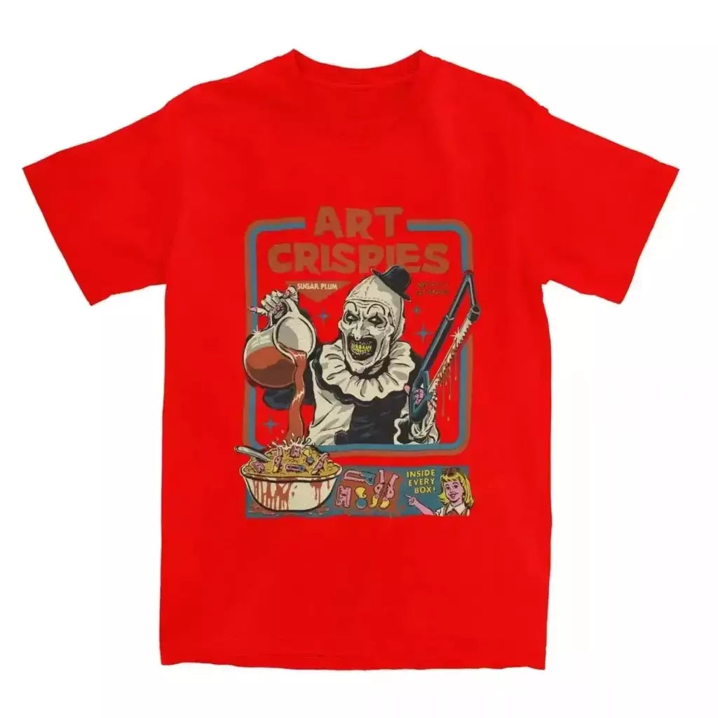 Art Crispies Terrifier Clown Camisa Vestuário Masculino Feminino Pura Moda Retro Horror Camiseta Roupas Impressão Gráfica 71724