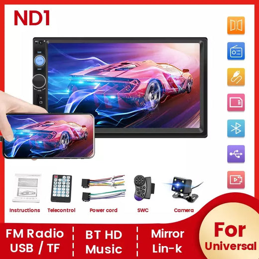 Navifly nd1 2 din rádio do carro 7 "hd tela de toque autoradio multimídia player universal carro estéreo mp5 player bt swc tf câmera fm