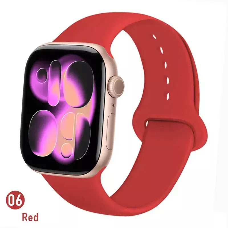 Pulseiras de silicone para apple watch pulseira 44mm 45mm 40 41mm 42-46mm pulseiras esportivas iwatch série 10 11 9 8 7 6 5 4 se ultra 3/2 49mm