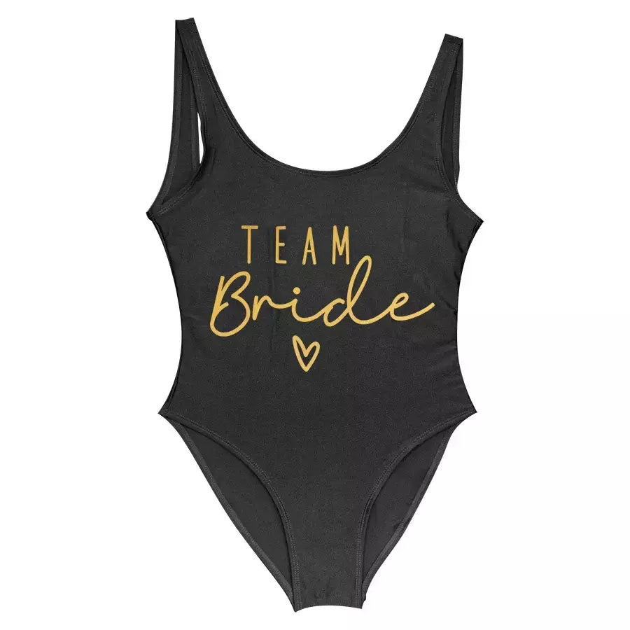 Fato de banho feminino com estampa dourada, squad, festa de solteira, moda praia verão, 1 pc, S a 3XL