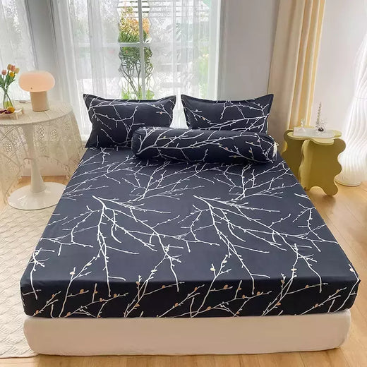 Lençol equipado 100% poliéster com elástico para colchão, lençol com quatro cantos, sem fronhas, novo produto, 1 conjunto