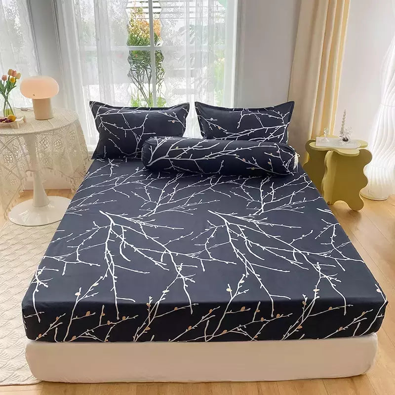 Lençol equipado 100% poliéster com elástico para colchão, lençol com quatro cantos, sem fronhas, novo produto, 1 conjunto