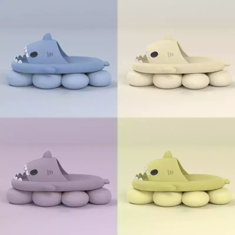 Chinelos de tubarão dos desenhos animados para homens e mulheres, slides internos do banheiro, moda casal, sapatos baixos, sandálias, EVA suave, chinelos de praia, verão