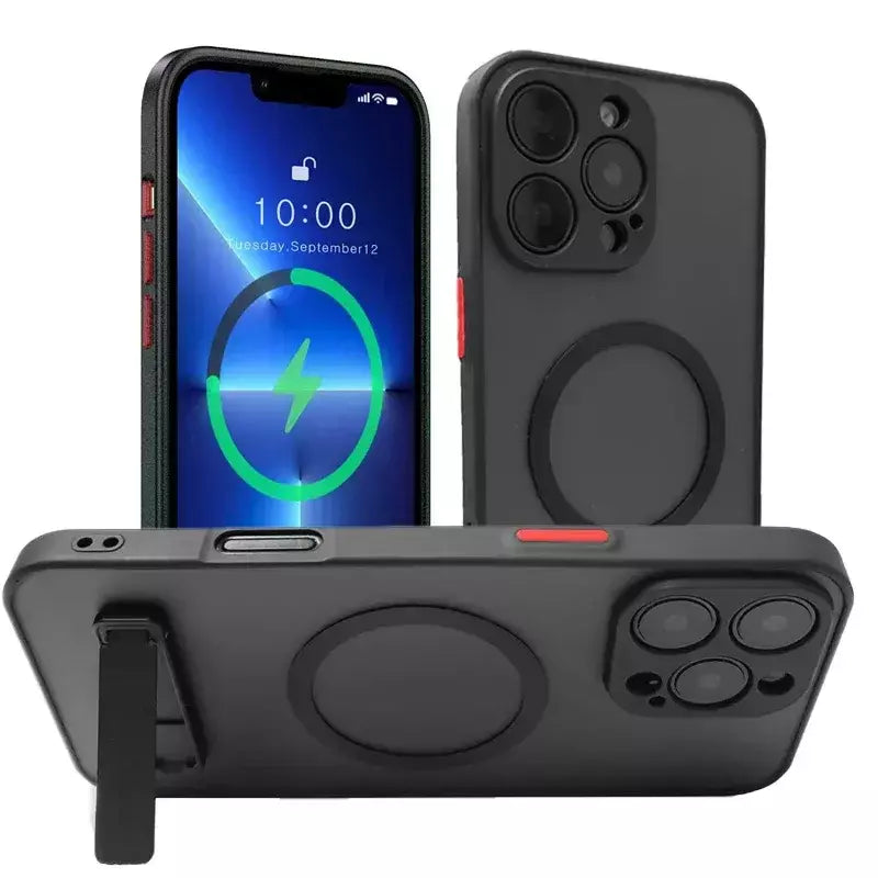 UYUXIO Capa magnética para celular com suporte para iPhone 17 Pro Max Air 16 15 14 Plus 13 12 Mini 11 Capa fosca com suporte