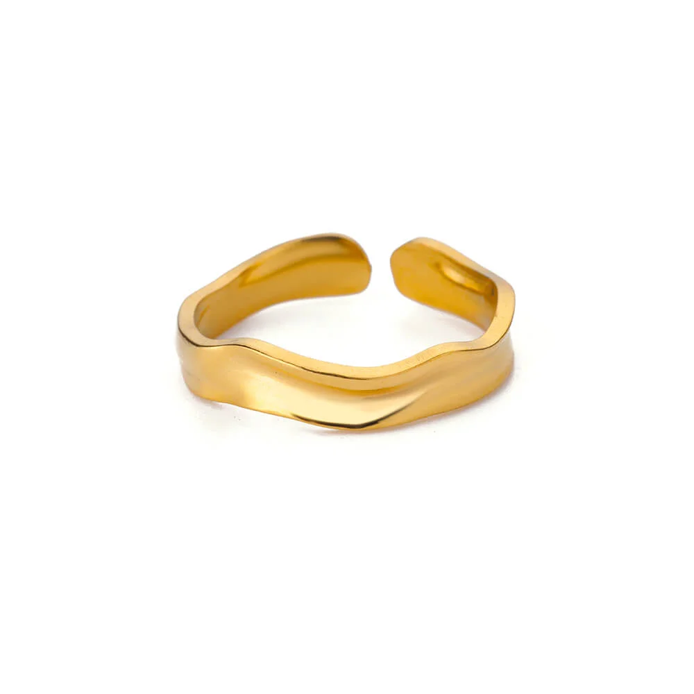 Anéis geométricos de zircônia de aço inoxidável para mulheres luxo mau olhado cor dourada ajustável na moda casamento estética jewerly presente
