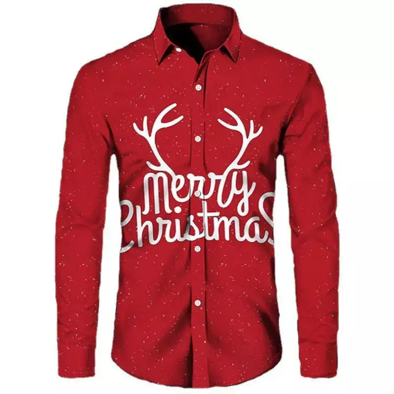 2024 novo estilo de natal papai noel camisa gráfica para homens casual vintage impressão 3d manga longa roupas feriados festa y2k topos