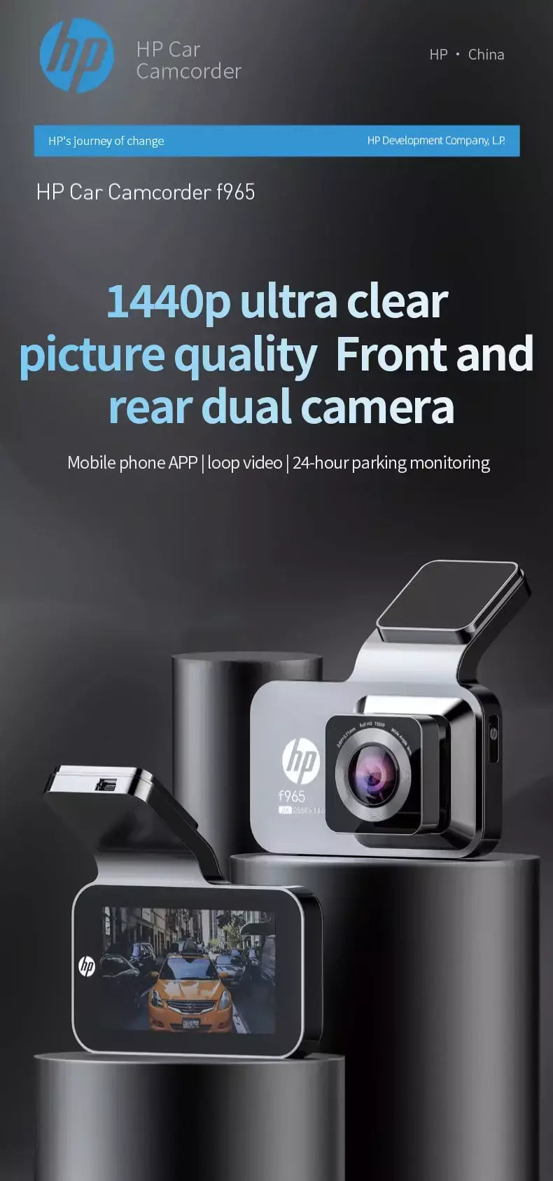 Hp câmera do carro dash cam câmera 2k hd visão noturna wifi dvr vídeo loop monitoramento de estacionamento carro dashcam auto