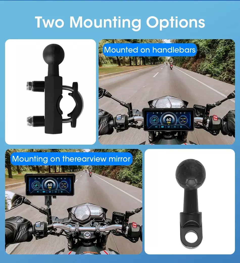 Jmcq portátil 8.1 polegada ip67 à prova dip67 água motocicleta 4k dvr navegação gps sem fio carplay android auto moto gravador monitor