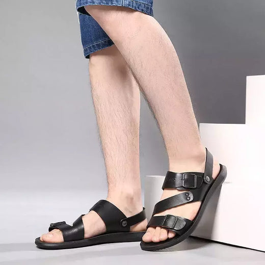 Moda Confortável Sandálias Masculinas Cor Sólida Open Toe Mens Sandálias De Couro 2023 Novos Chinelos De Praia para Calçado De Couro Masculino
