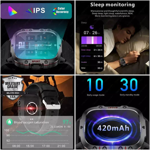 Xiaomi novo robusto militar preto relógio inteligente masculino para android ios 3atm à prova dwaterproof água esporte fitness ai voz smartwatch ao ar livre