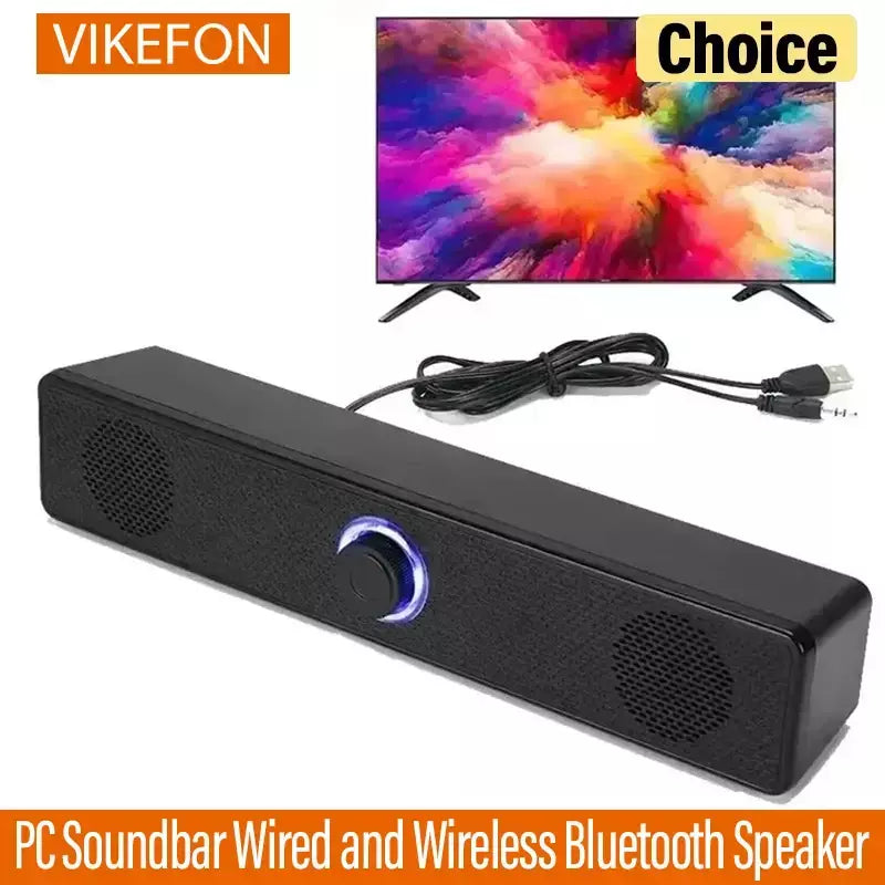 Barra de som para pc, com fio e sem fio, bluetooth, alimentado por usb, para tv, pc, laptop, jogos, home theater, sistema de áudio surround