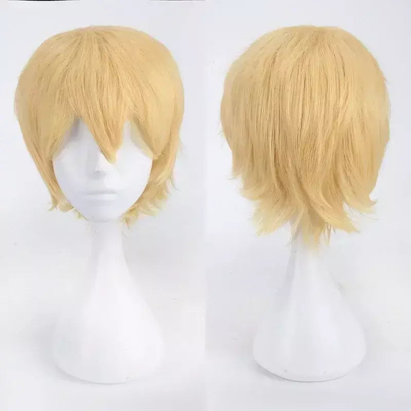 Masculino feminino sintético anime cosplay perucas de cabelo curto e reto resistência ao calor multicolorido vermelho branco rosa cinza marrom