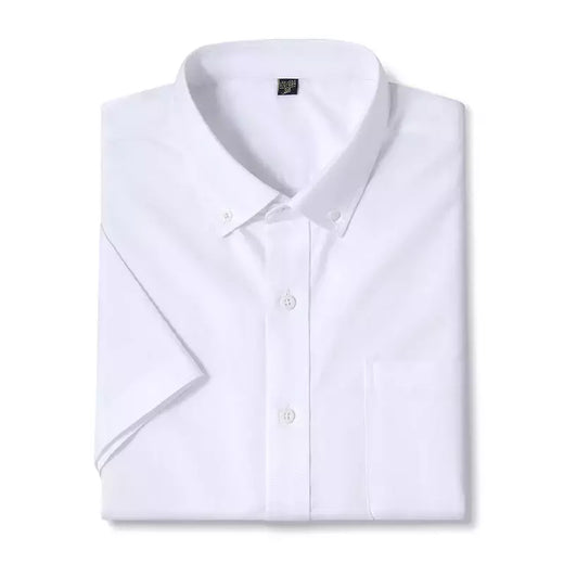 Camisas de manga curta masculina, camisas finas masculinas, blusa social e empresarial, camisa Oxford monocromática de alta qualidade, 100% algodão, verão