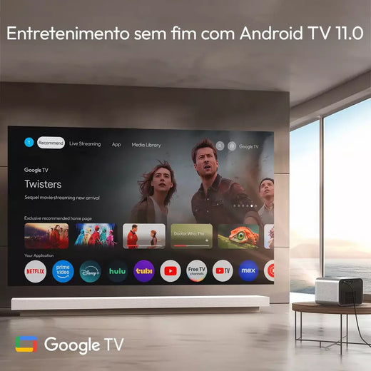 BYINTEK R90 Max 4K Projetor Full HD 1080P 2200 Anis Lumens Android 11.0 WiFi 6 Projetores de cinema em casa com foco automático