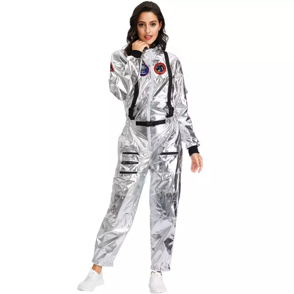 Halloween natal prata spaceman masculino feminino espaço terno adulto crianças astronauta traje festa de família vestir-se presente aniversário