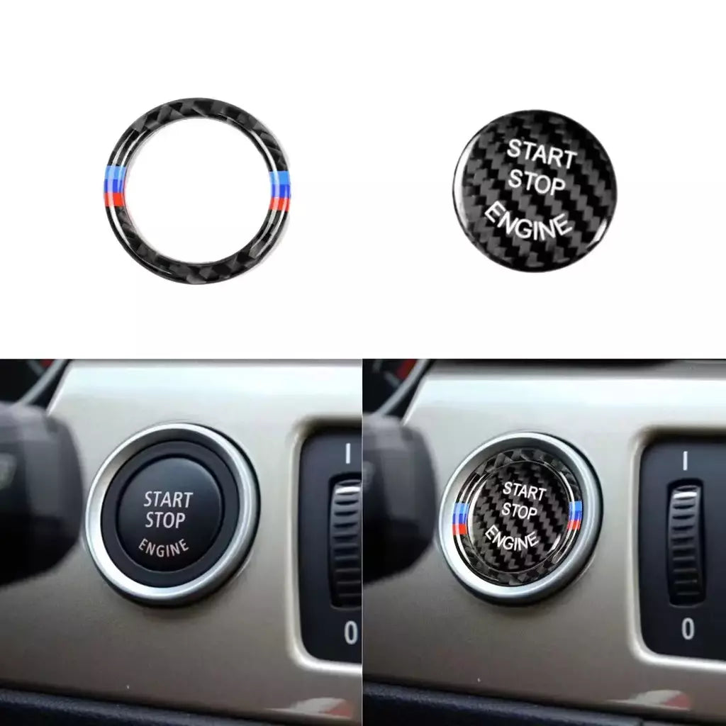 Botão de parada de partida do motor substituir capa guarnição adesivo para bmw 1 3 séries e90 e92 e93 320i z4 e89 acessórios estilo interior do carro