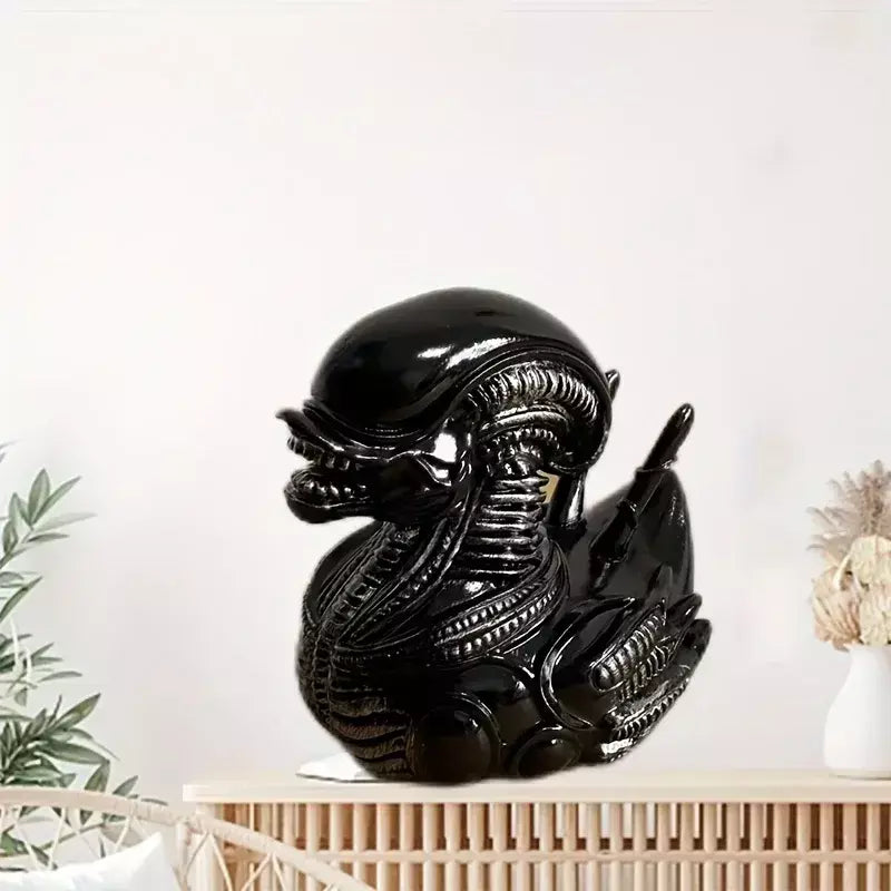 Estátua de resina de pato alienígena, decoração de pato alienígena malvado, painel de carro de resina e decoração de mesa, ideias divertidas para presentes