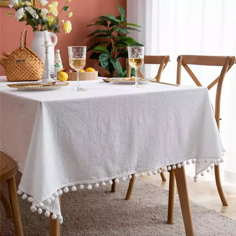 Toalha De Mesa De Mesa De Café De Algodão Retangular, Cobertura De Mesa Branca, Sala De Estar, Decoração De Casa, Pano, Casamento, Decoração De Natal