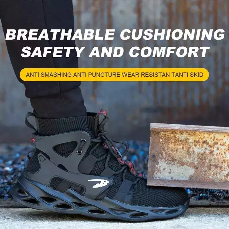 Tênis masculinos leves à prova de punção, sapatos de aço, botas indestrutíveis