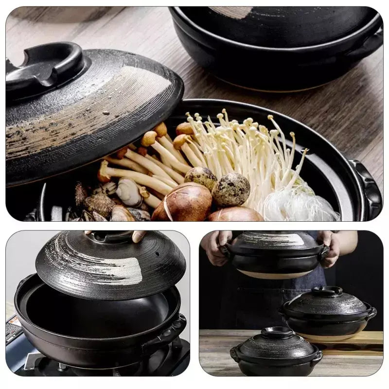 Pote cerâmica argila cozinhar caçarola japonês guisado sopa tampa de terra panelas quentes coreano pot prato pan panelas estoque chinês