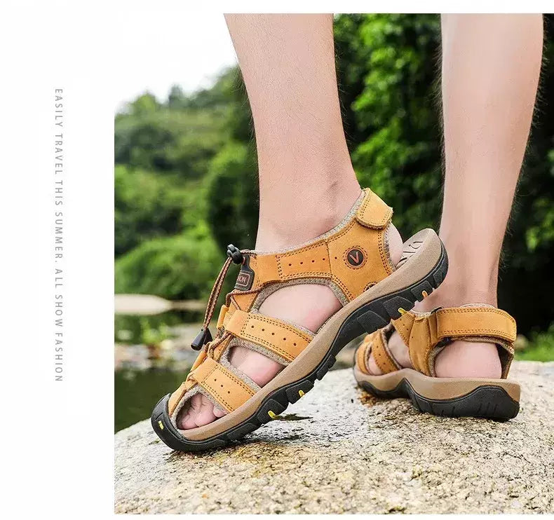 2024 sapatos masculinos de couro verão novo tamanho grande sandálias masculinas sandálias de moda chinelos tamanho grande 38-47 ?