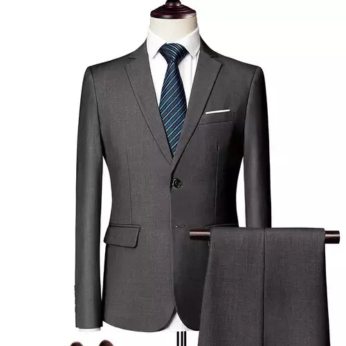(Jaqueta + Calças) Últimas Homens Terno Set Blazers Formais Slim Fit Negócios Smoking 2 Pcs Terno Do Noivo Vestido de Noiva Homem Terno S-6XL