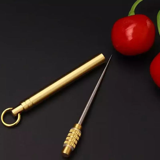 Palito de bolso ao ar livre titânio edc portátil mini palito de frutas garfo ferramenta acampamento tubo palito é mais durável do que fio dental