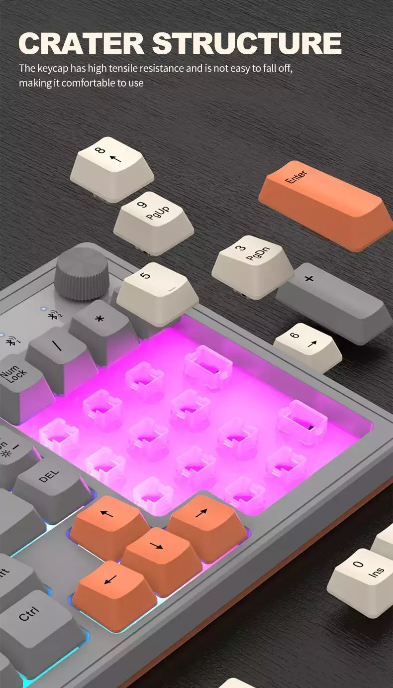 Teclado sem fio multifuncional, Luz do arco-íris, 2.4G, Bluetooth, Conexão de modo duplo, Adequado para computador e laptop, 98 teclas