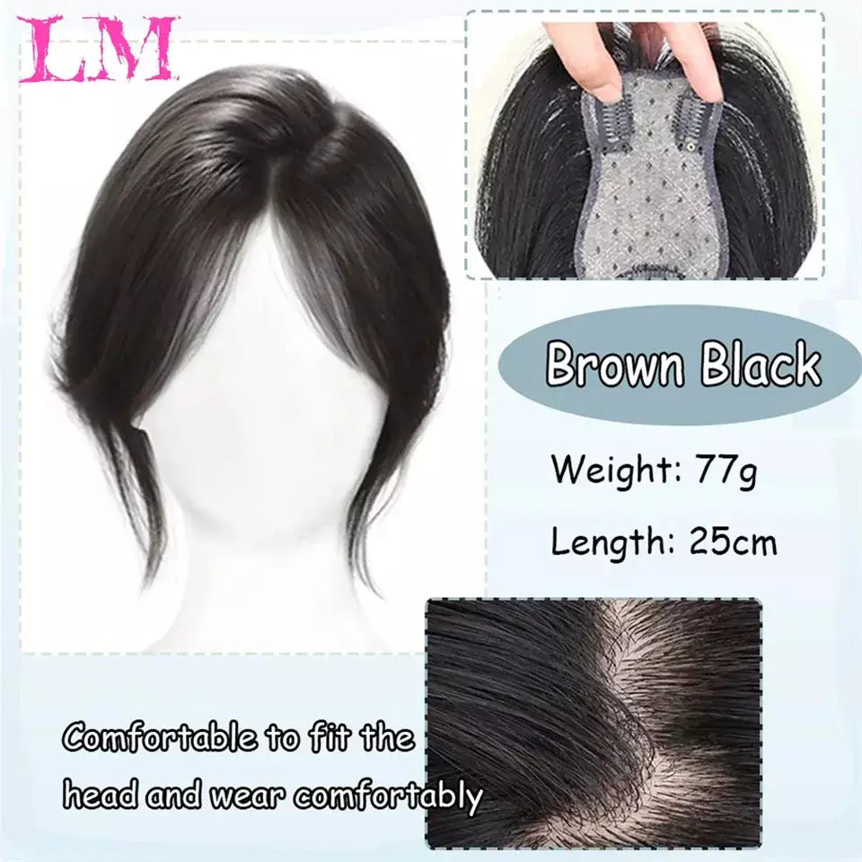 Lm fino 3d ar franja de cabelo em linha reta puro franja clipe em extensões de cabelo topper franja 3d invisível sem costura cabeça peruca de cabelo