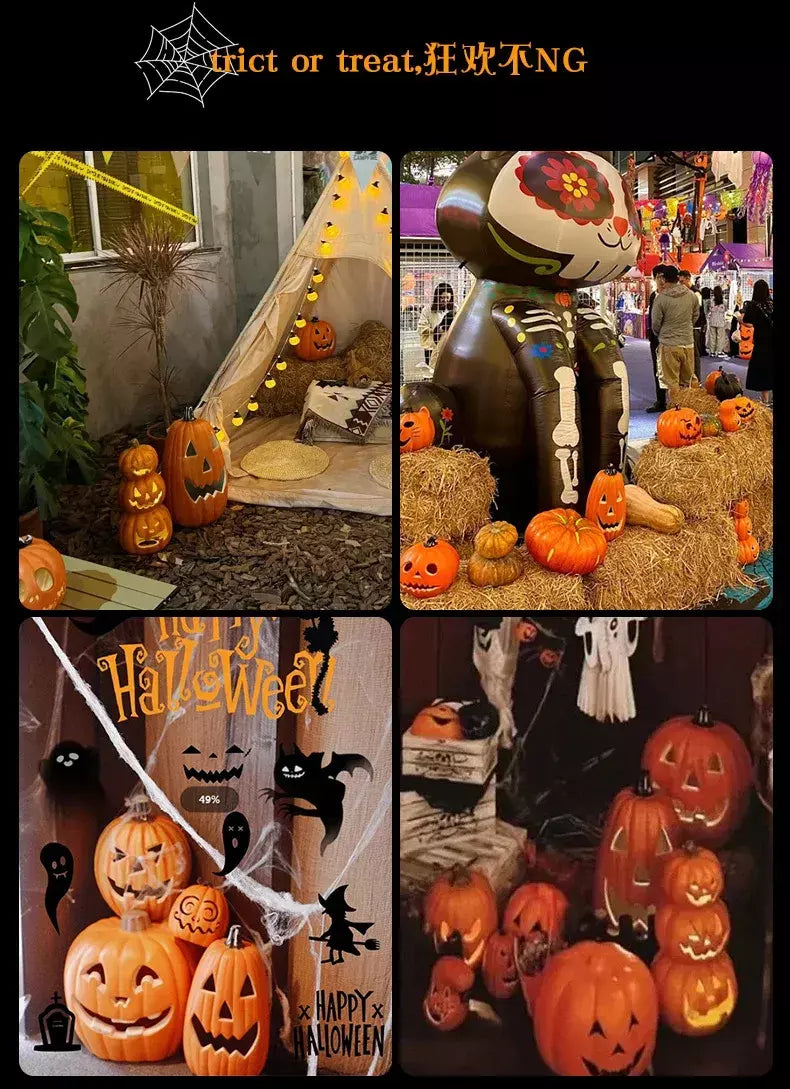 Decoração de halloween abóboras lâmpada para casa quintal jardim ao ar livre decoração halloween horror casa crânio festa adereços brilho no escuro