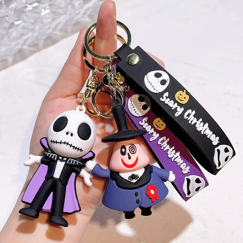 Figura clássica dos desenhos animados jack skellington chaveiro disney o pesadelo antes do natal boneca chaveiros mochila acessórios