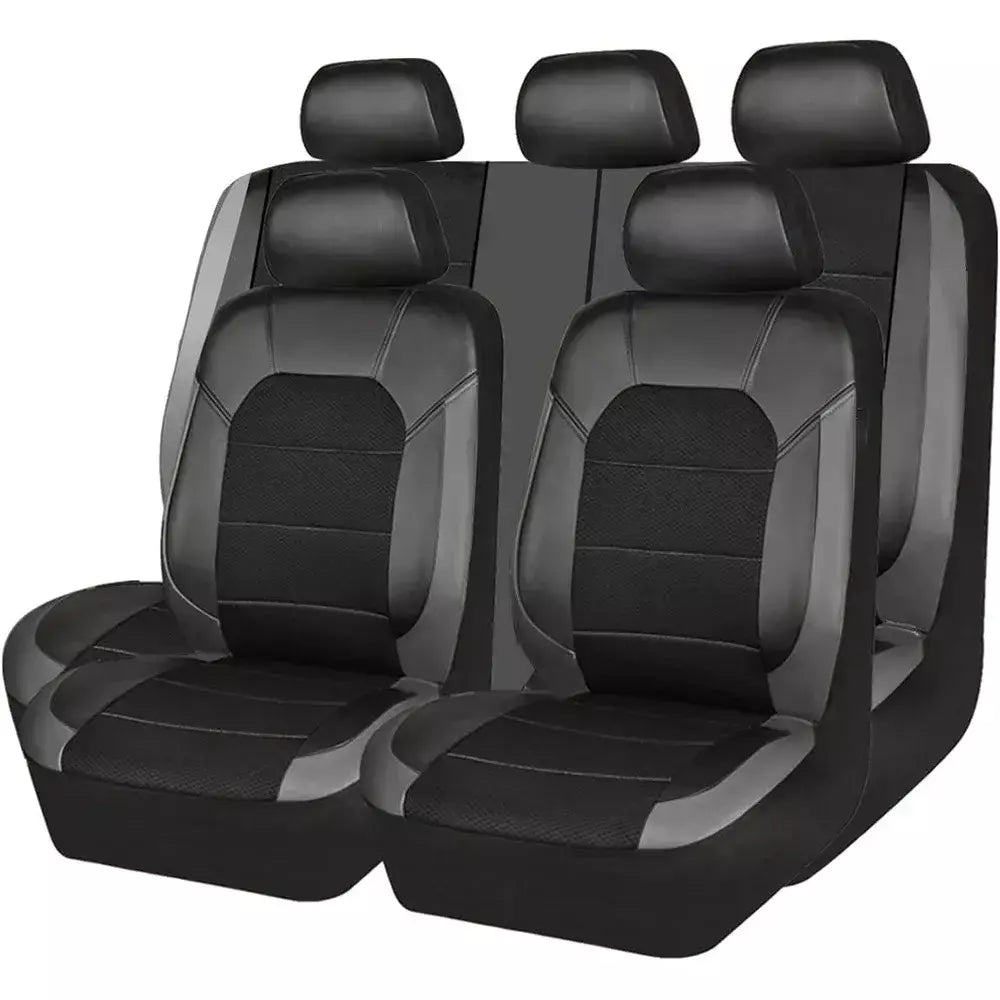 9 peças/set capa de assento de carro couro respirável tecido universal couro do plutônio almofada do assento dianteiro e traseiro assento completo proteger