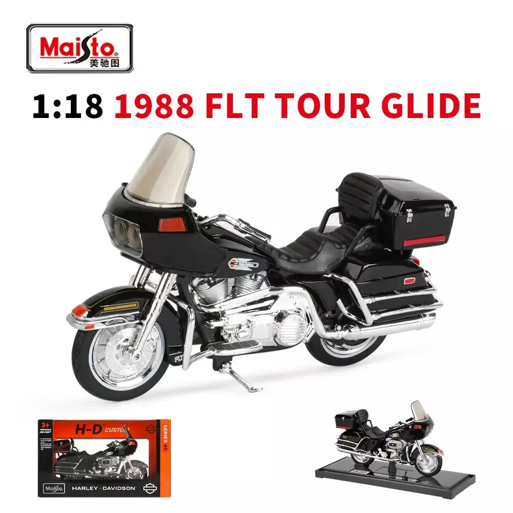 Maisto 1:18 Harley Davidson 1988 FLT TOUR GLIDE Veículos fundidos colecionáveis Hobbies Modelo de motocicleta Brinquedos