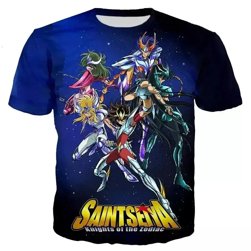 Saint seiya t camisa masculina moda camisetas crianças hip hop topos camisetas anime impressão 3d camiseta masculina de verão gráfico topos meninos t