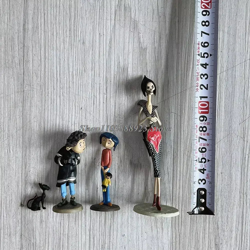 3 pçs neca coraline figura anime coraline & a porta secreta personagem torto modelo boneca estátua conjunta filme móvel brinquedos presentes