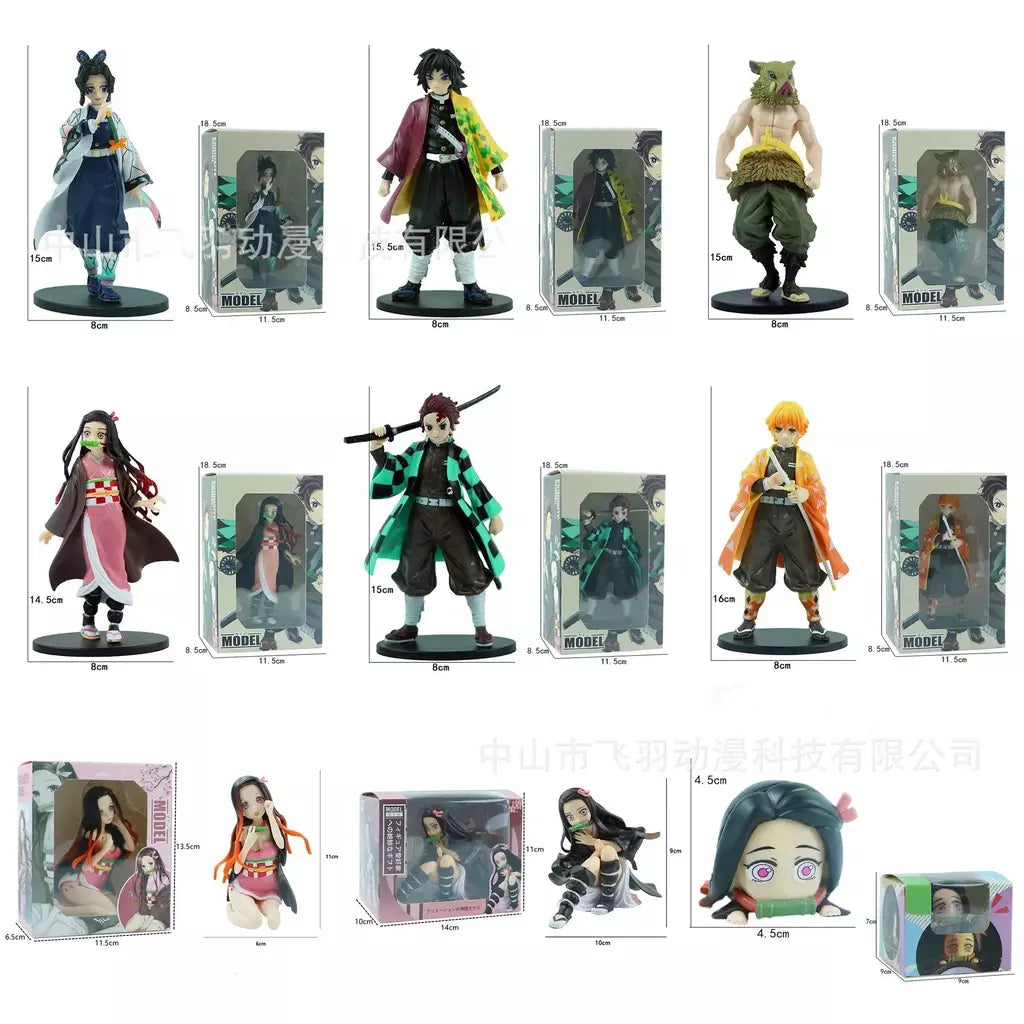 Anime demon slayer kimetsu no yaiba figura kamado tanjirou figura de ação agatsuma zenitsu nezuko guerreiro pvc modelo brinquedos