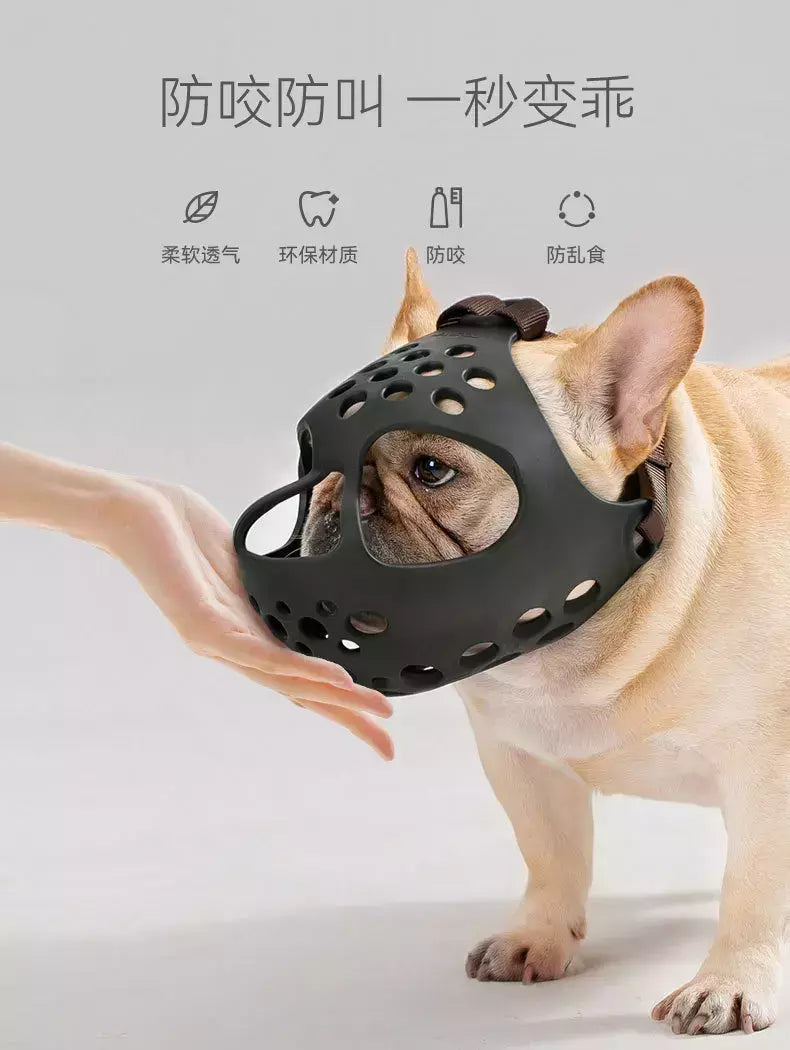 Borracha macia confortável cão tampa da boca, Anti mordida, Anti latidos e Anti comer, Pet, Bulldog, Curto