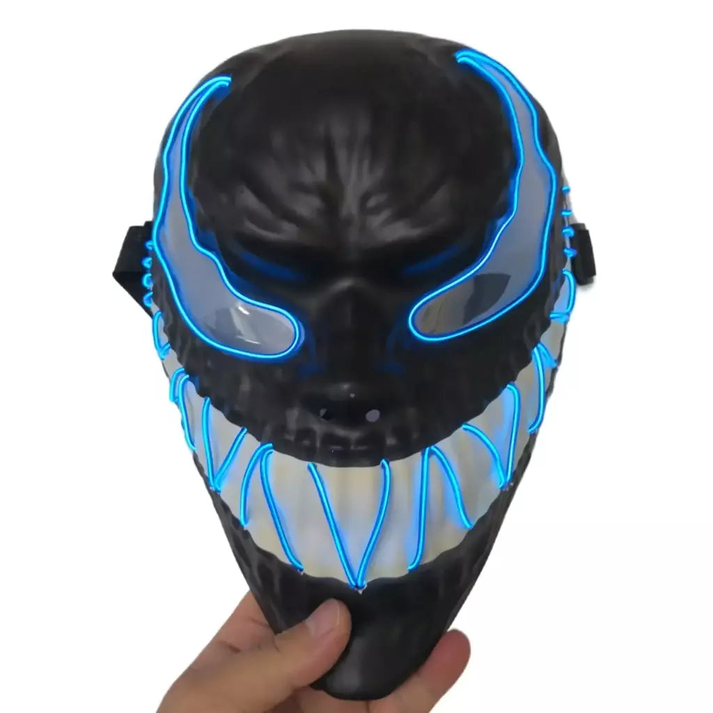 Design de super-herói luminoso led neon cosplay veneno filme máscara halloween horror brilhante masquerade carnaval festa traje decoratio