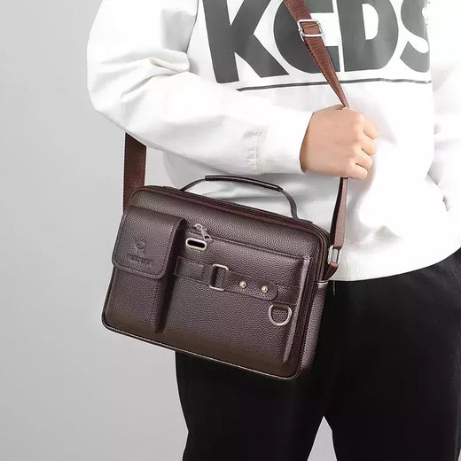 Bolsa de ombro de grande capacidade bolsa de mensageiro masculina de couro business commuter bolsa impermeável resistente ao desgaste pode ser armazenada